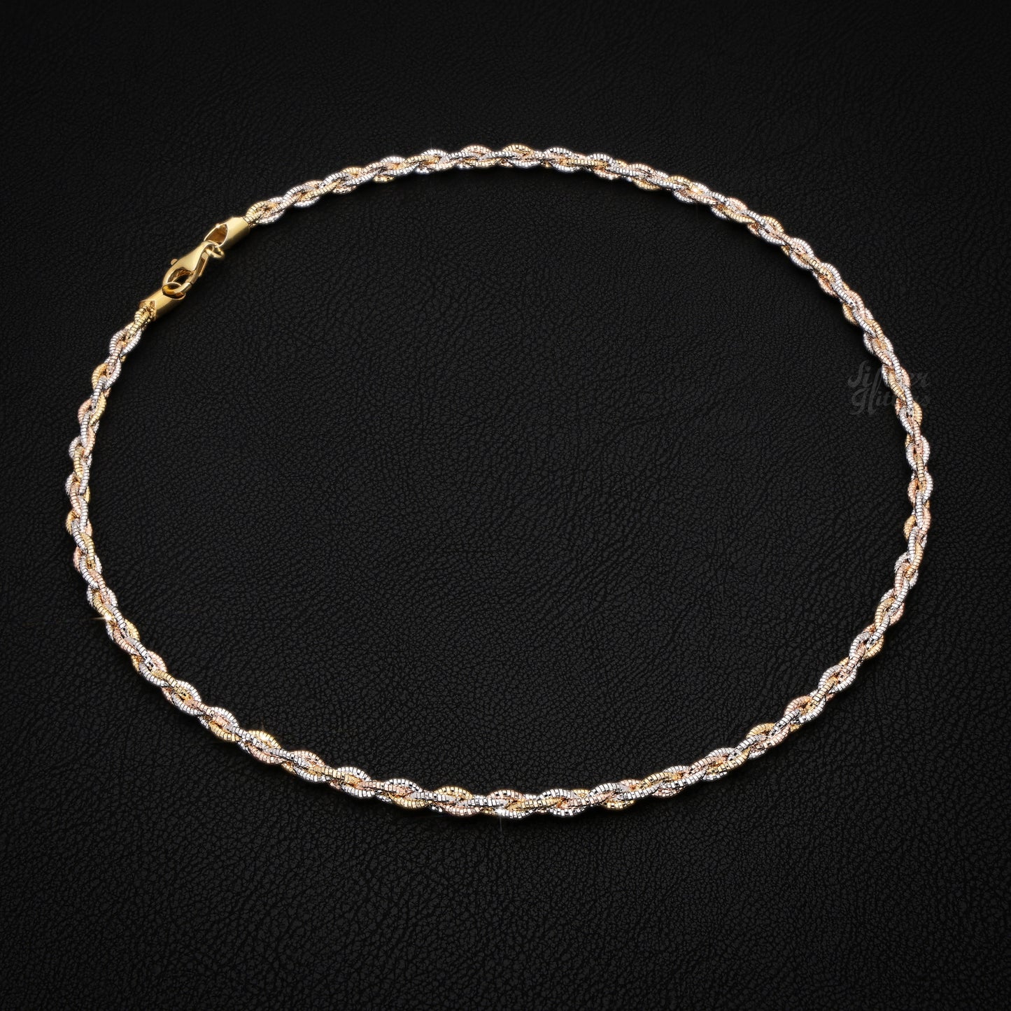 Silver Tri-Color Braided Necklace