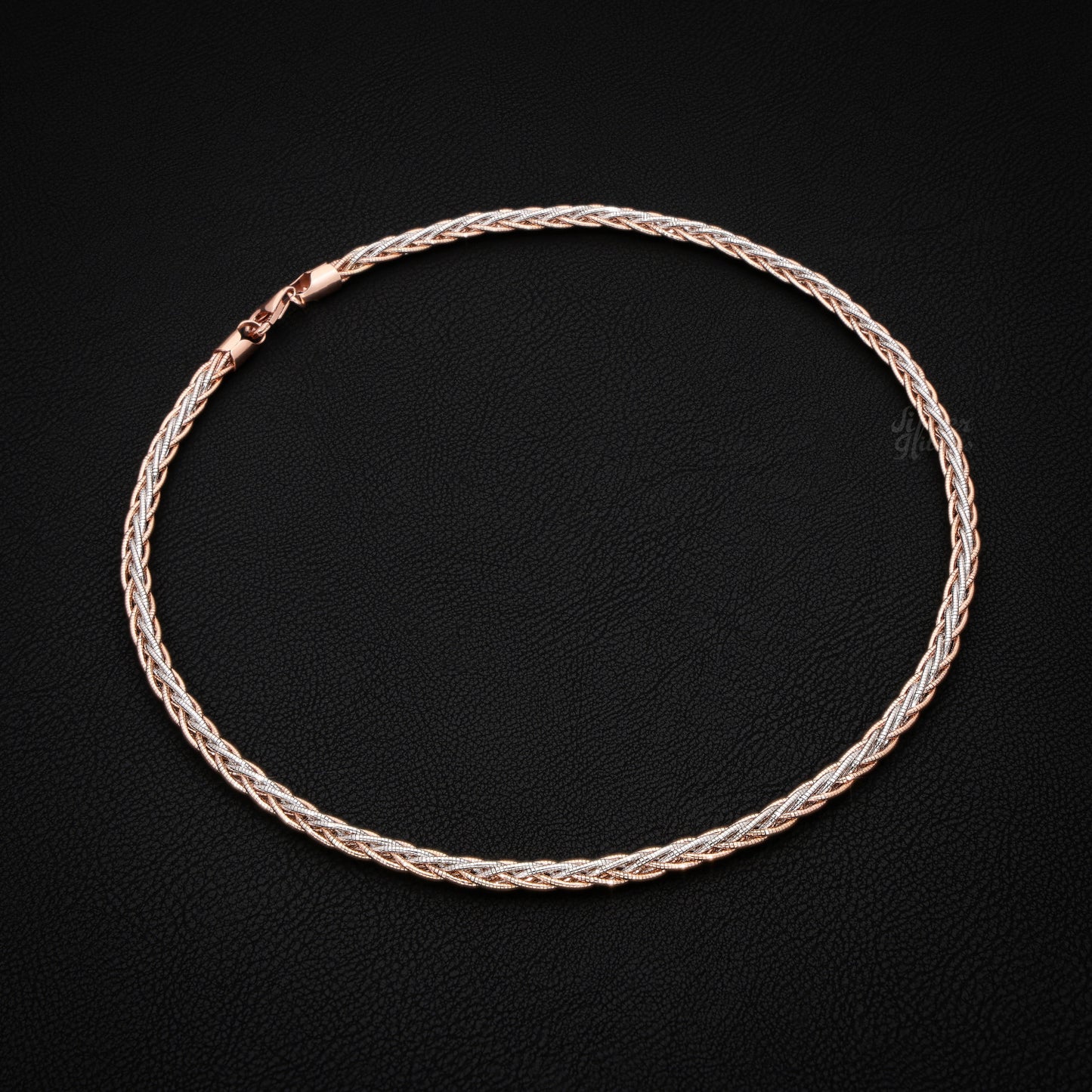 Silver Lobster Clasp TWO-Color Woven Necklace
