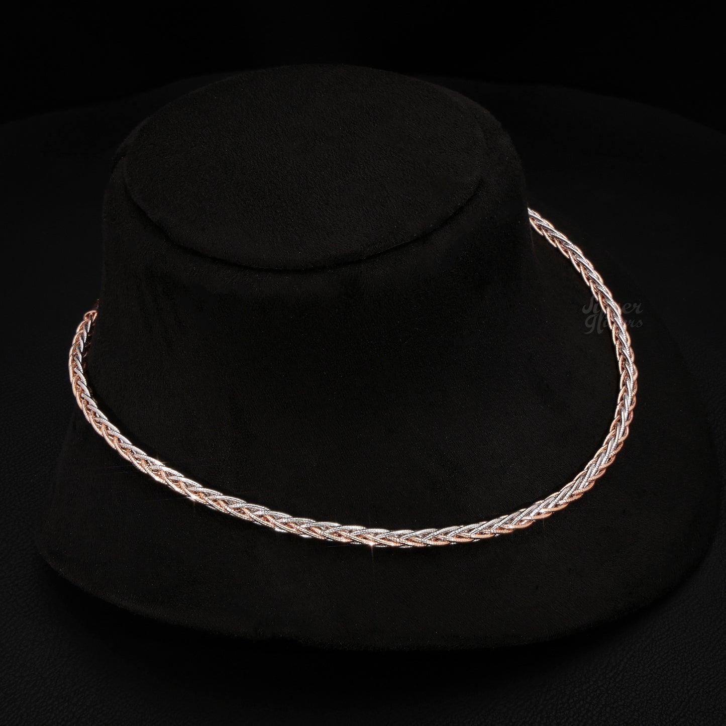 Silver Lobster Clasp TWO-Color Woven Necklace