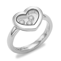 Silver diamonds heart ring