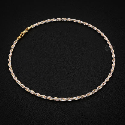 Silver Tri-Color Braided Necklace