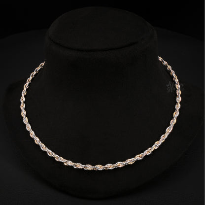 Silver Tri-Color Braided Necklace