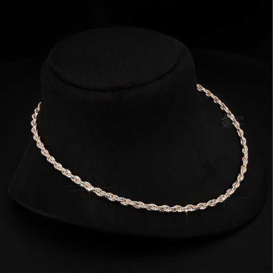 Silver Tri-Color Braided Necklace