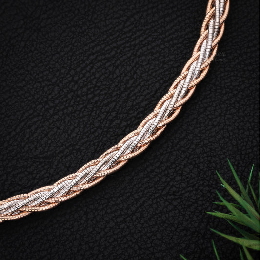 Silver Lobster Clasp TWO-Color Woven Necklace