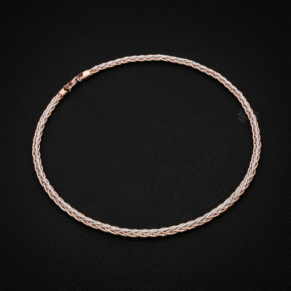 Silver Lobster Clasp TWO-Color Woven Necklace