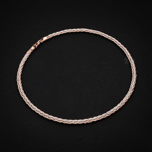 Silver Lobster Clasp TWO-Color Woven Necklace
