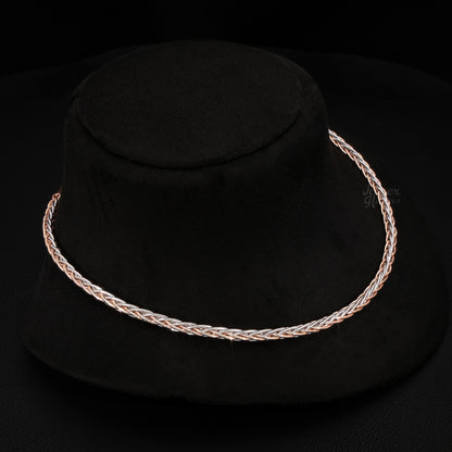 Silver Lobster Clasp TWO-Color Woven Necklace
