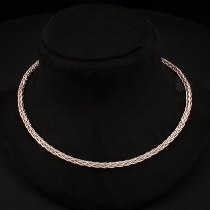 Silver Lobster Clasp TWO-Color Woven Necklace