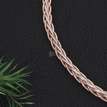 Silver Lobster Clasp TWO-Color Woven Necklace