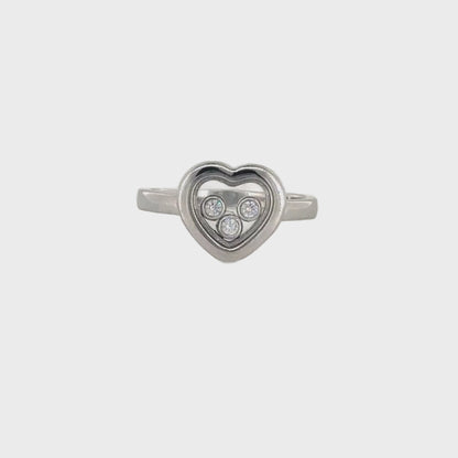 Silver diamonds heart ring
