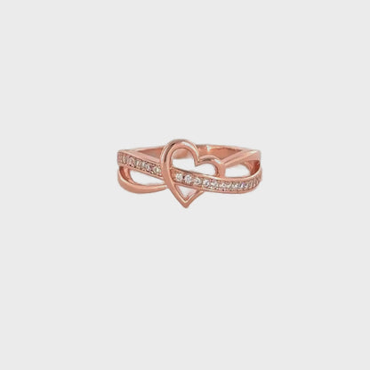 Silver Rose Gold heart Ring