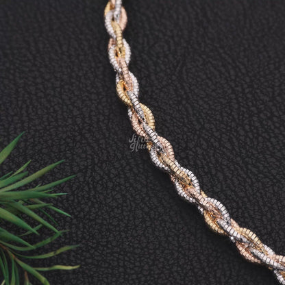 Silver Tri-Color Braided Necklace
